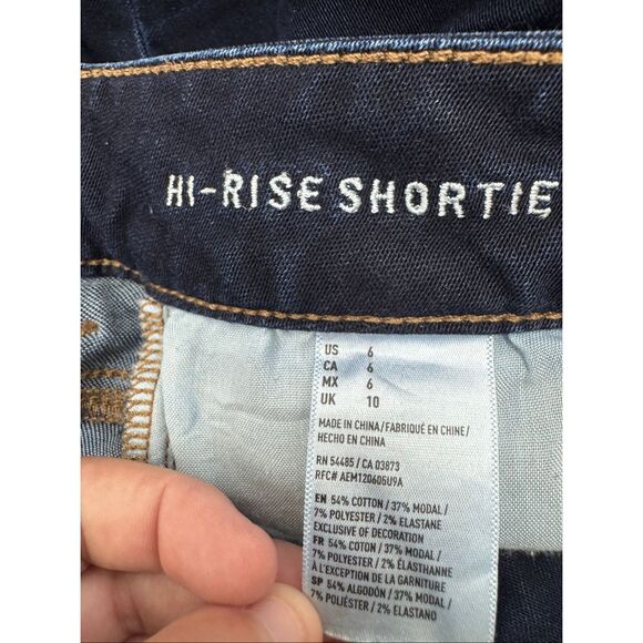 American Eagle AEO Denim X Hi-Rise Shortie Dark Wash Shorts Size 6 - Picture 5 of 7